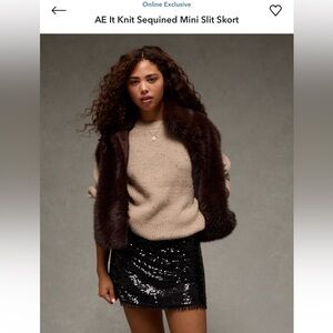AE It Knit Sequined Mini Slit Skort XS